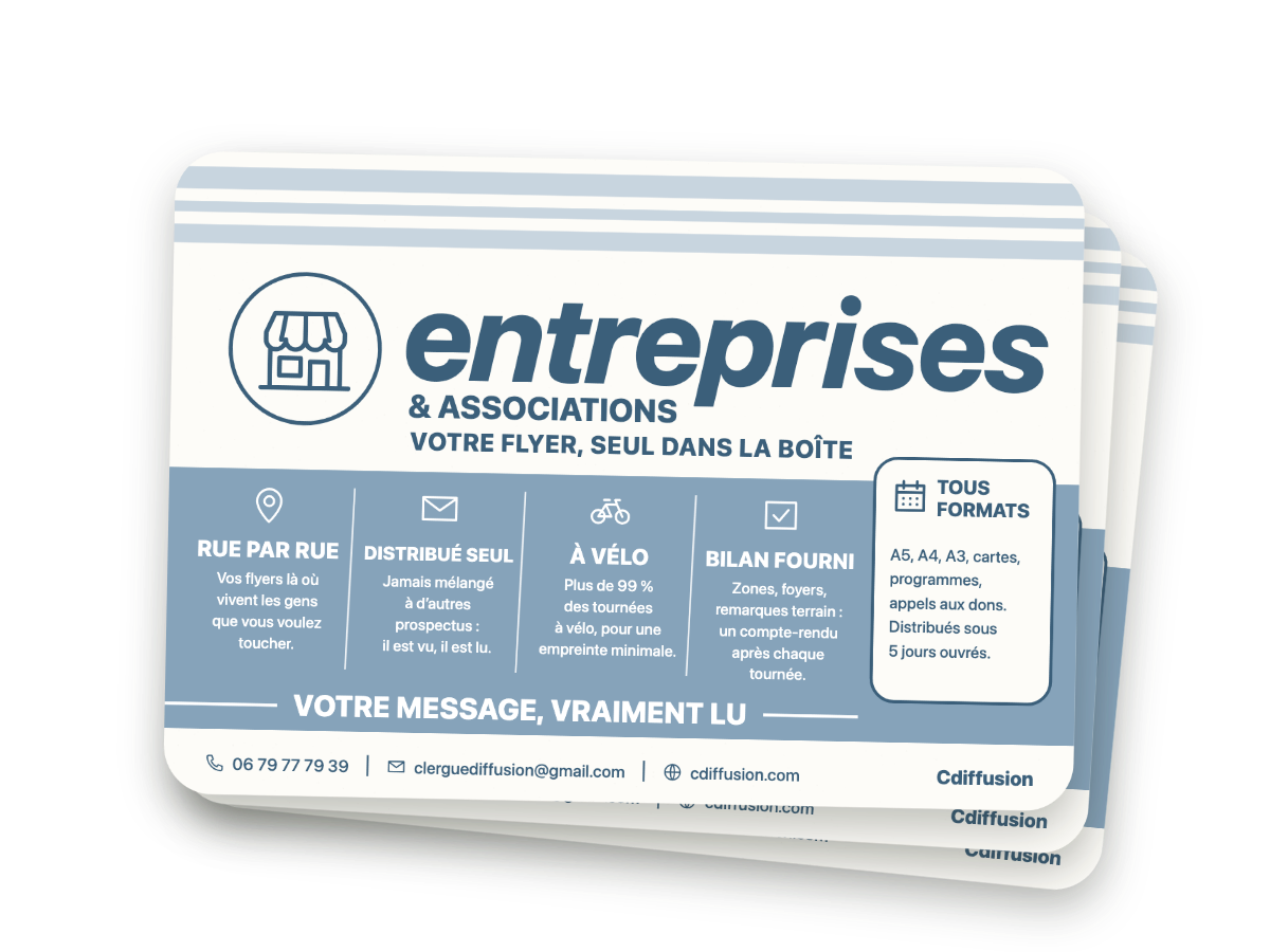 Flyer pour entreprises et associations distribué seul dans les boîtes aux lettres